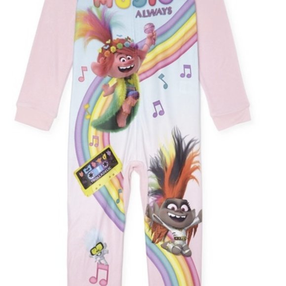 NWT trolls 4 5 MUSIC ALWAY rainbow sleeper pajamas - Picture 8 of 8